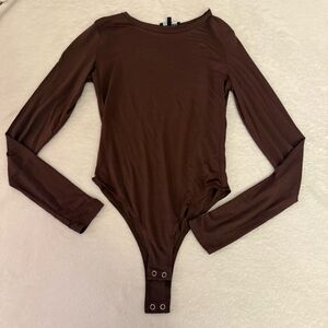 Fashion Nova Chocolate Brown Long Sleeve Bodysuit